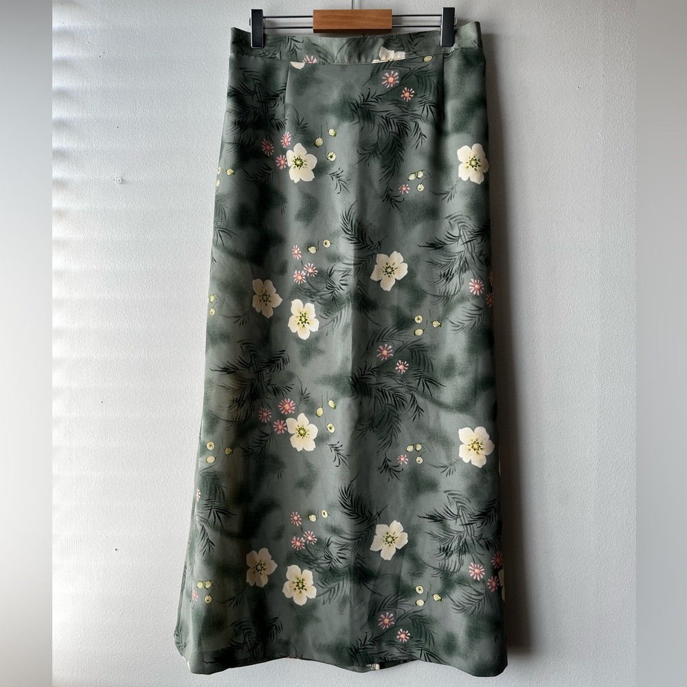 Vintage Maxi/Midi Floral Green Skirt - Made in Canada